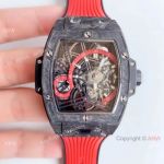 Swiss Grade Copy Hublot Spirit of Big Bang Tourbillon Carbon Watch Red Rubber Strap